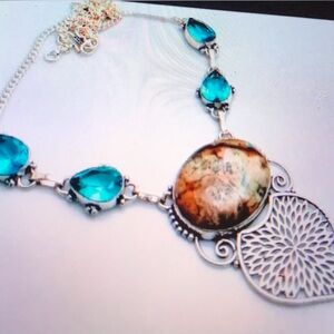 Blue Topaz Stamped 925 Sterling Silver Necklace